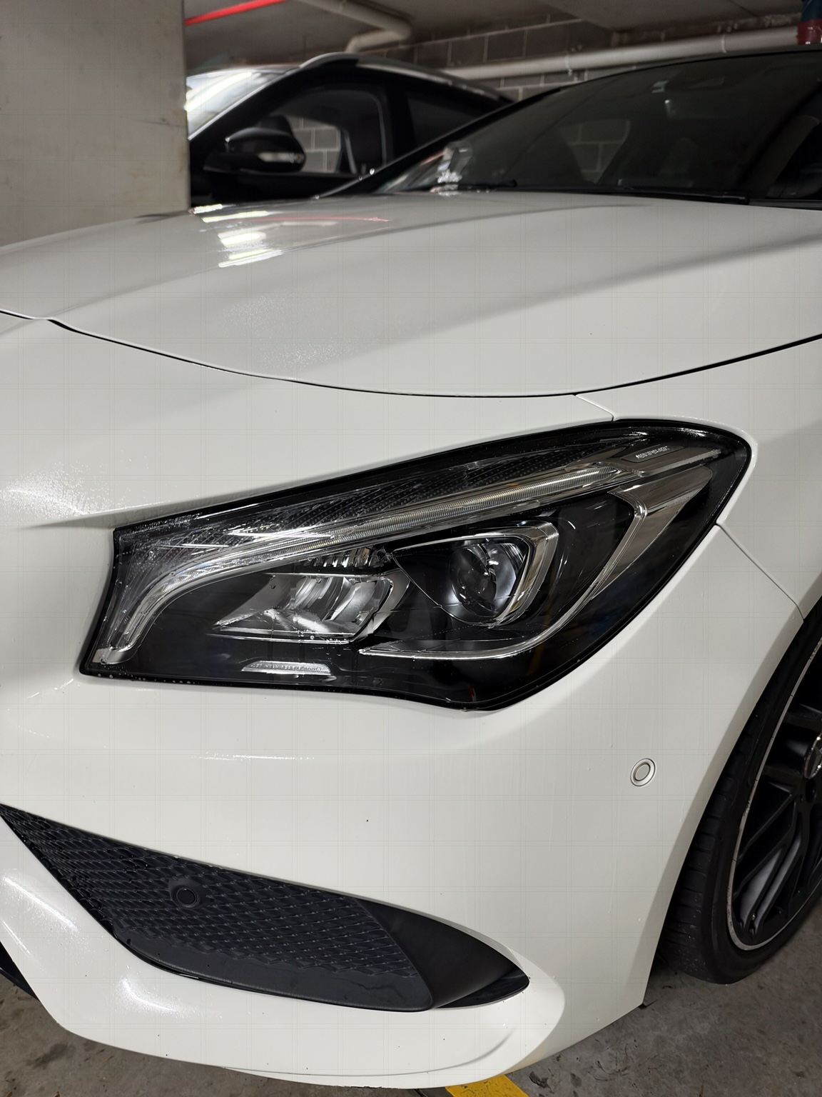 Before — CLA 250 · Smoked headlight PPF